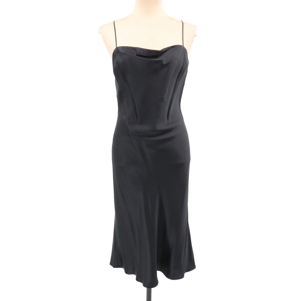 Rimini by Shaw Silk Midi Slip Dress Cowl Neck Black Size 8 - Picture 2 of 10